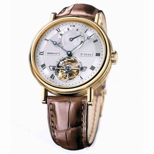 Breguet Tourbillion Silver Dial 18kt Yellow Gold Brown Leather Men's Watch 5317BA129V6
