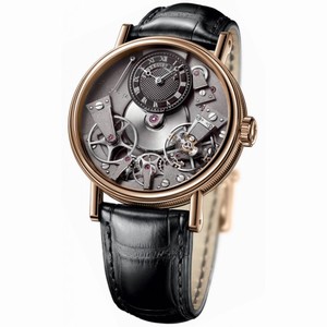 Breguet Tradition Black Skeleton Dial 18kt Rose Gold Black Leather Manual Wind Men Watch 7027BRG99V6
