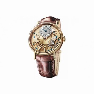 Breguet Tradition Champagne Dial 18kt Yellow Gold Brown Leather Men's Watch 7037BA119V6