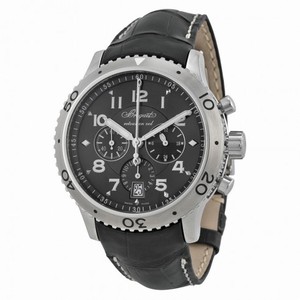 Breguet Transatlantique Type XXI Flyback Automatic Ruthenium Dial Black Leather Men's Watch 3810ST929ZU