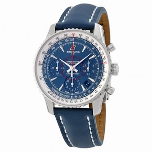 Breiting Montbrillant Chronograph Blue Dial Blue Leather Men's Watch AB0130C5-C894BLLD