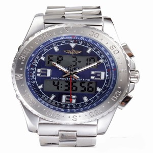 Breitling Airwolf E65362 Round Silver Stainless Steel Strap Blue Dial Watch