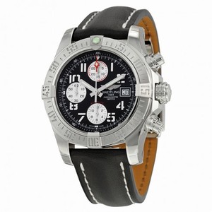 Breitling Avenger II Automatic Chronograph Black Dial Black Leather Men's Watch A1338111-BC33BKLD