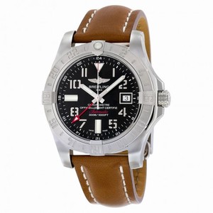 Breitling Avenger II GMT Automatic Black Dial Brown Leather Men's Watch A3239011-BC34BRLD