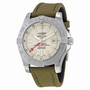 Breitling Avenger II GMT Automatic Silver Dial Green Fabric Men's Watch A3239011-G778GRFT