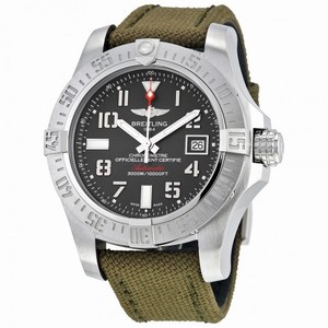 Breitling Avenger II Seawolf Automatic Grey Dial Green Fabric Men's Watch A1733110-F563GRFT