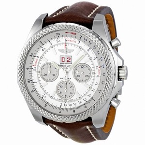 Breitling Bentley 6.75 Silver Stainless Steel Leather Automatic Men's Watch A4436412-G679BRLD