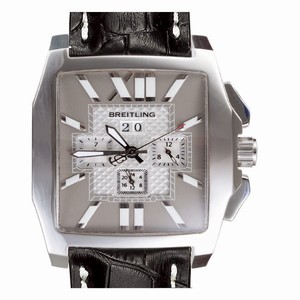 Breitling Bentley Flying B Chronograph 17662 Black Ostrich Leather Strap 38.5x58.2mm Grey Dial Watch