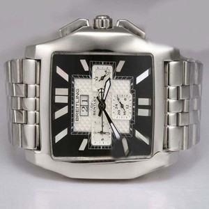 Breitling Bentley Flying B Chronograph Black Dial Steel Mens Silver Stainless Steel Strap Watch