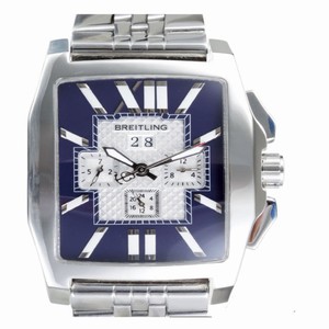 Breitling Bentley Flying B Chronograph Blue Leather Stainless Steel Case 38.5x58.2mm Blue Dial Watch