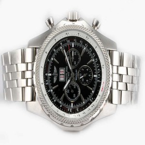 Breitling Bentley Motors 6.75 Black Dial 49mm Silver Stainless Steel Strap Mens Watch