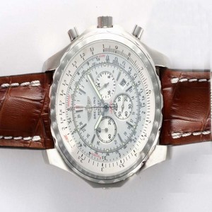 Breitling Bentley Motors A25362 Round Brown Crocodile Leather Strap White Dial Watch