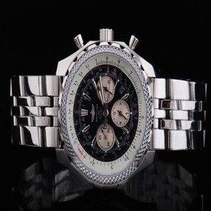 Breitling Bentley Motors Black Dial Mens Stainless Steel Bezel Watch