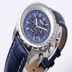 Breitling Bentley Motors Blue Dial Blue Cow Leather Strap 46mm Mens Watch