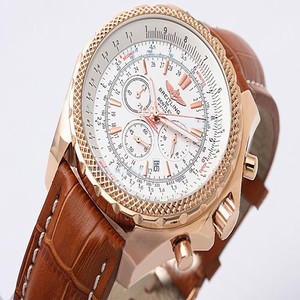 Breitling Bentley Motors Brown Dial 46mm Mens Brown Crocodile Leather Strap Watch