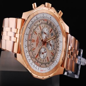 Breitling Bentley Motors GMT Red Gold Grey Dial 49mm Gold Stainless Steel Strap Watch