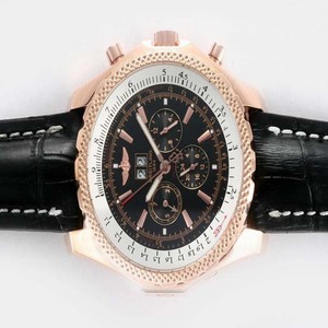 Breitling Bentley Motors GMT Rubber Black Dial Black Ostrich Leather Strap 49mm Black Dial Watch