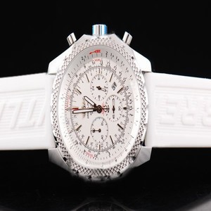 Breitling Bentley Motors Grey Dial 48mm White Cow Leather Strap Midsize Watch