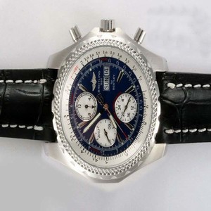 Breitling Bentley Motors GT Black Dial Blue Dial Round Black Cow Leather Strap Watch