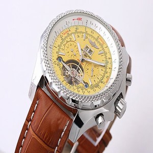 Breitling Bentley Motors Mulliner Tourbillon Beige Dial 49mm Brown Stainless Steel Strap Mens Watch