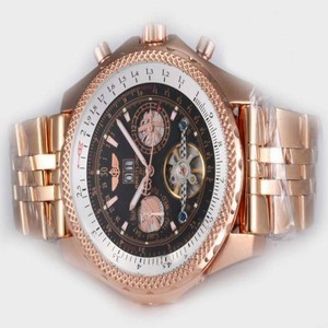 Breitling Bentley Motors Mulliner Tourbillon Beige Dial Rose Gold Bezel Mens Rose Gold Case Watch