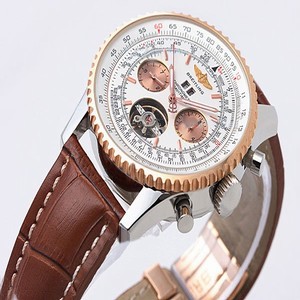 Breitling Bentley Motors Mulliner Tourbillon Beige Dial Round Rose Gold Case White Dial Watch