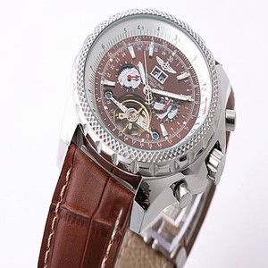 Breitling Bentley Motors Mulliner Tourbillon L18841 Round Brown Ostrich Leather Strap Watch