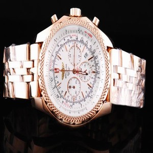 Breitling Bentley Motors T A2536513/g675-SS 49mm Red Rose Gold Strap White Dial Watch