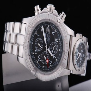 Breitling Blackbird Chronograph mit UTC A 13350 43mm Mens Silver Stainless Steel Strap Watch