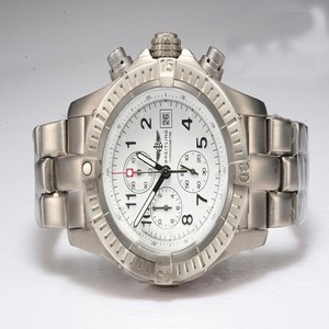 Breitling Chrono Avenger A13370 Titanium Bezel Quartz Chronograph White Dial Watch