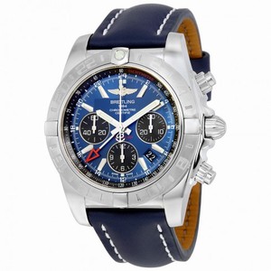 Breitling Chronomat 44 Automatic Blue Dial Bue Leather Men's Watch AB042011-C852BLLT