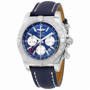 Breitling Chronomat 44 Blue Dial Bue Leather Men's Watch AB042011-C851BLLT