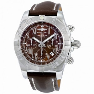 Breitling Chronomat 44 Brown Dial Brown Leather Men's Watch AB011011-Q566BRLT