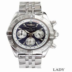 Breitling Chronomat B01 C.Steel 01 Silver Stainless Steel Strap Round Black Dial Watch