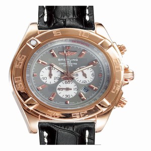 Breitling Chronomat B01 CB011012/A696 Round Grey Dial Black Ostrich Leather Strap Watch