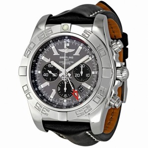 Breitling Chronomat GMT Black Dial Black Leather  Men's Watch AB041012-F556BKLT