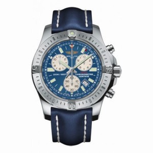 Breitling Colt Chronograph Blue Leather Quartz Ment Watch A7338811-C905BLLT