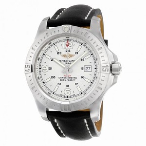 Breitling Colt Quartz Silver Dial Black Leather Men's Watch A7438811/G792BKLT