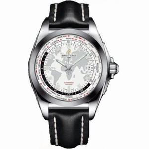 Breitling Galactic Unitime Antarctica White Dial Black Leather Automatic Men's Watch WB3510U0-A777BKLT