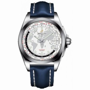 Breitling Galactic Unitime Antarctica White Dial Blue leather Automatic Men's Watch WB3510U0-A777BLLT