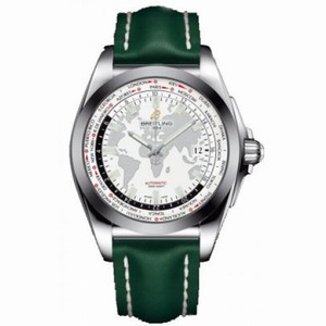 Breitling Galactic Unitime Antarctica White Dial Green Leather Automatic Men's Watch WB3510U0-A777GRLT
