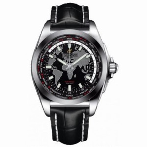 Breitling Galactic Unitime Black Crocodile Leather Men's Watch WB3510U4-BD94BKCD