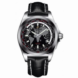 Breitling Galactic Unitime Black Crocodile Leather Men's Watch WB3510U4-BD94BKCT