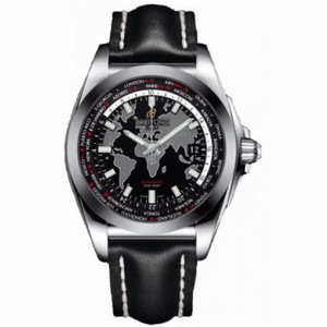 Breitling Galactic Unitime Black Dial Black Leather Automatic Men's Watch WB3510U4-BD94BKLT
