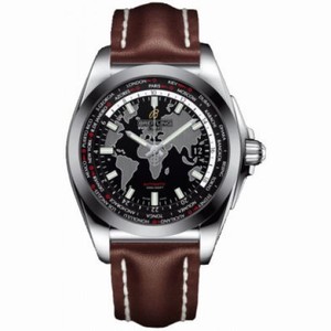Breitling Galactic Unitime Black Dial Dark Brown Leather Men's Watch WB3510U4-BD94DBRLD