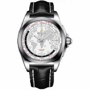 Breitling Galactic Unitime White Dial Black Crocodile Leather Men's Watch WB3510U0-A777BKCD