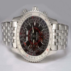 Breitling Montbrillant A21330 Round Black Dial Stainless Steel Case Watch