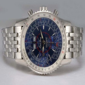 Breitling Montbrillant Steel Stainless Steel Bezel Blue Dial Watch