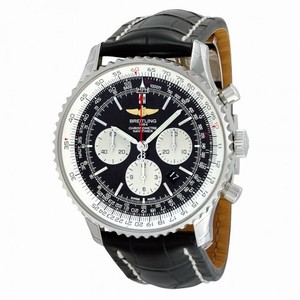 Breitling Navitimer 01 Chronograph Black Dial Black Leather Men's Watch AB012721/BD09BKCD