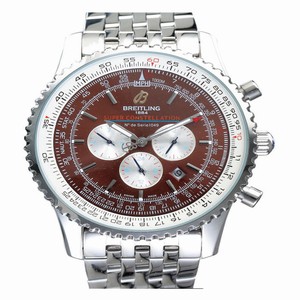 Breitling Navitimer A23322 Brown Dial Round Silver Stainless Steel Strap Watch